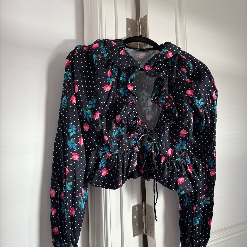 For Love And Lemons Black Floral Blouse